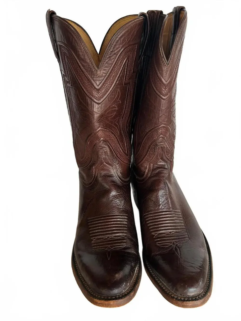Lucchese Collins Chocolate Buffalo Leather Boots Men’s 10 D